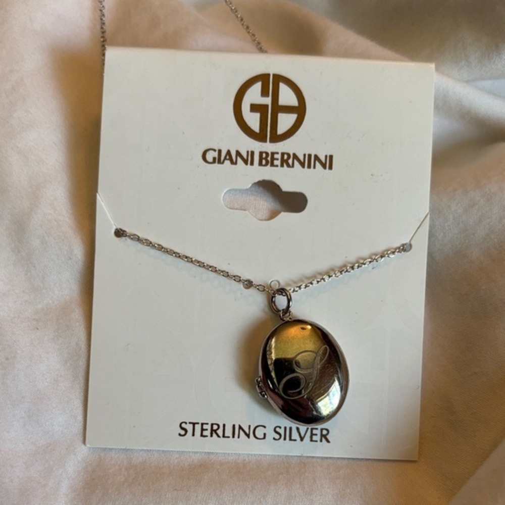Giani Bernini sterling Silver Oval initial Locket Necklace